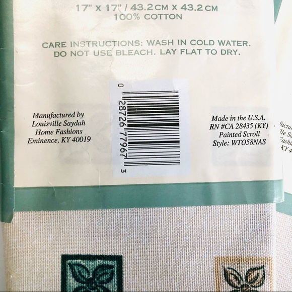 Vintage Napkins 100% Cotton (4) NWT, 17”x17”, 2 in a Pkg. - Picture 8 of 8